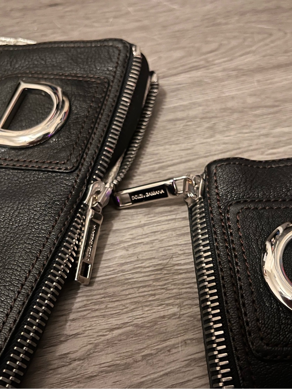 Dolce & Gabbana Black Leather Knee-High Heeled Boots with Silver G/D Logos - Picture 2 of 4